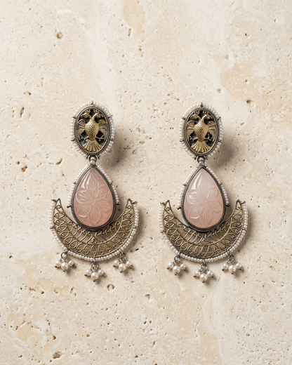 Earring: Rose Quartz & Pearl