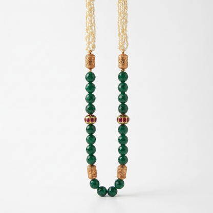 Neck Chain: Pearls, Ruby & Emerald