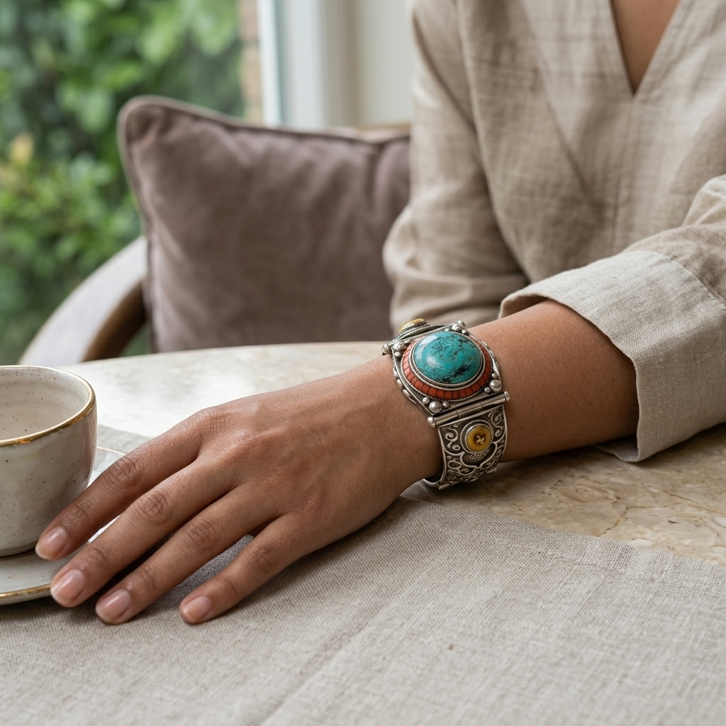 Bangle/Bracelet: Coral, Agate, Topaz, Pearl & Turquoise