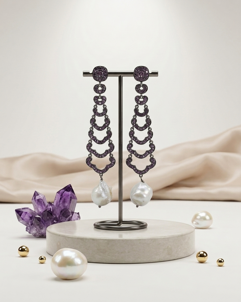 Earring: Tourmaline & Pearl