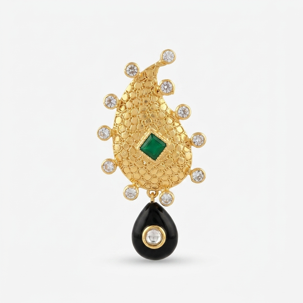 Earring: Semi-Moissanite Polki Kundan, Adamant & Cubic Zirconia