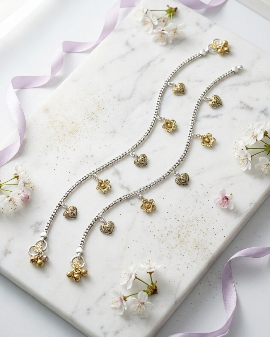 Anklet: Heart & Flower