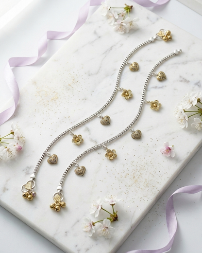 Anklet: Heart & Flower