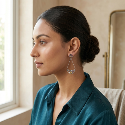 Earring: Rose Quartz, Tourmaline & Aquamarine