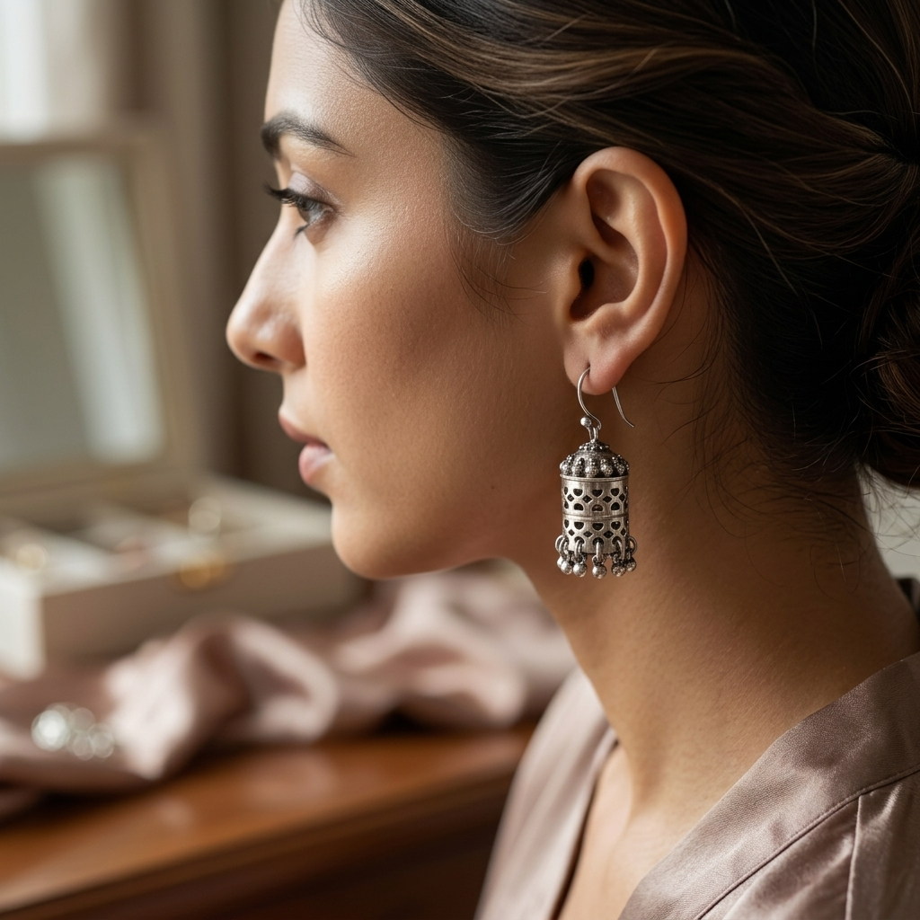 Earring: Silver Beads