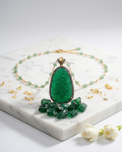 Pendant Set: Jade & Cubic Zirconia
