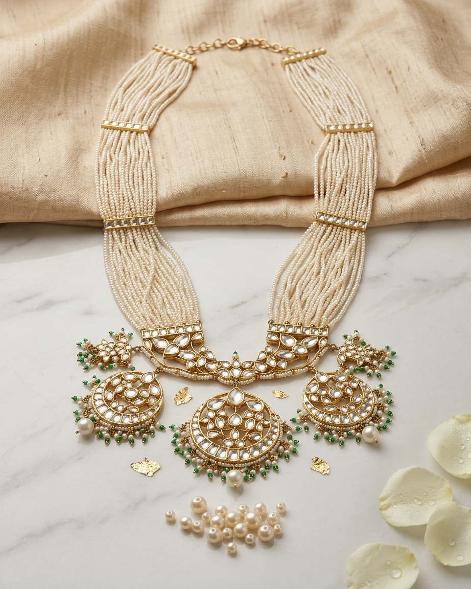 Neck Chain: Uncut Polki Kundan & Pearl