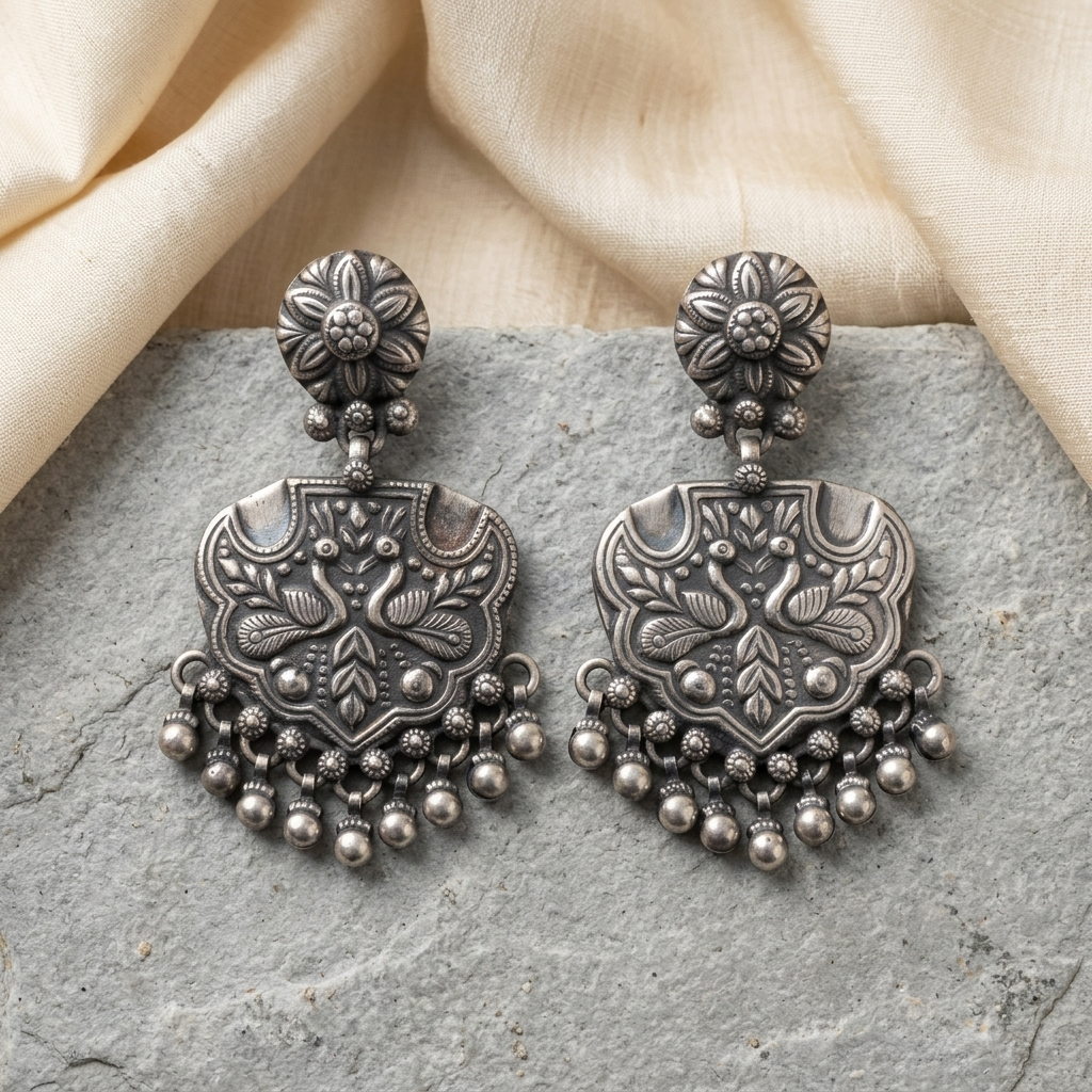Earring: Silver Beads