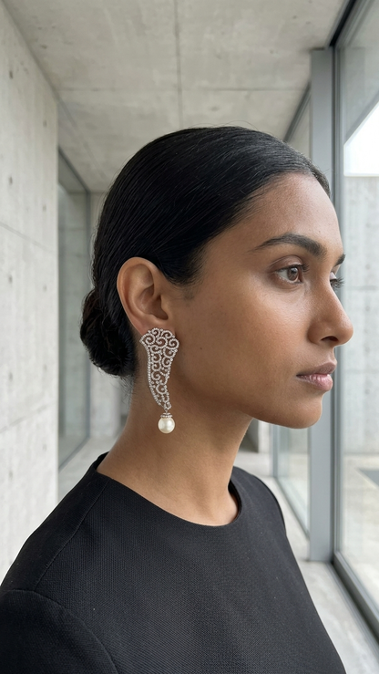 Earring: Pearls & Cubic Zirconia