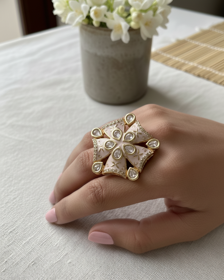 Ring: Uncut Polki Kundan & Meenakari