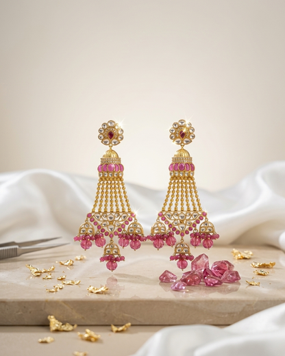 Earring: Uncut Polki Kundan & Tourmaline