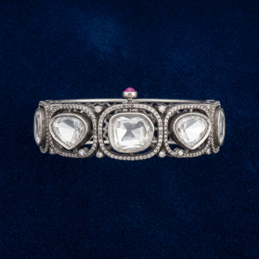 Bangle: Cubic Zirconia & White Quartz