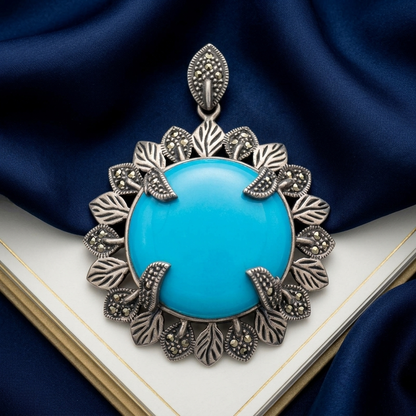 Pendant: Turquoise & Marcasite