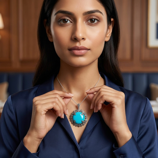 Pendant: Turquoise & Marcasite