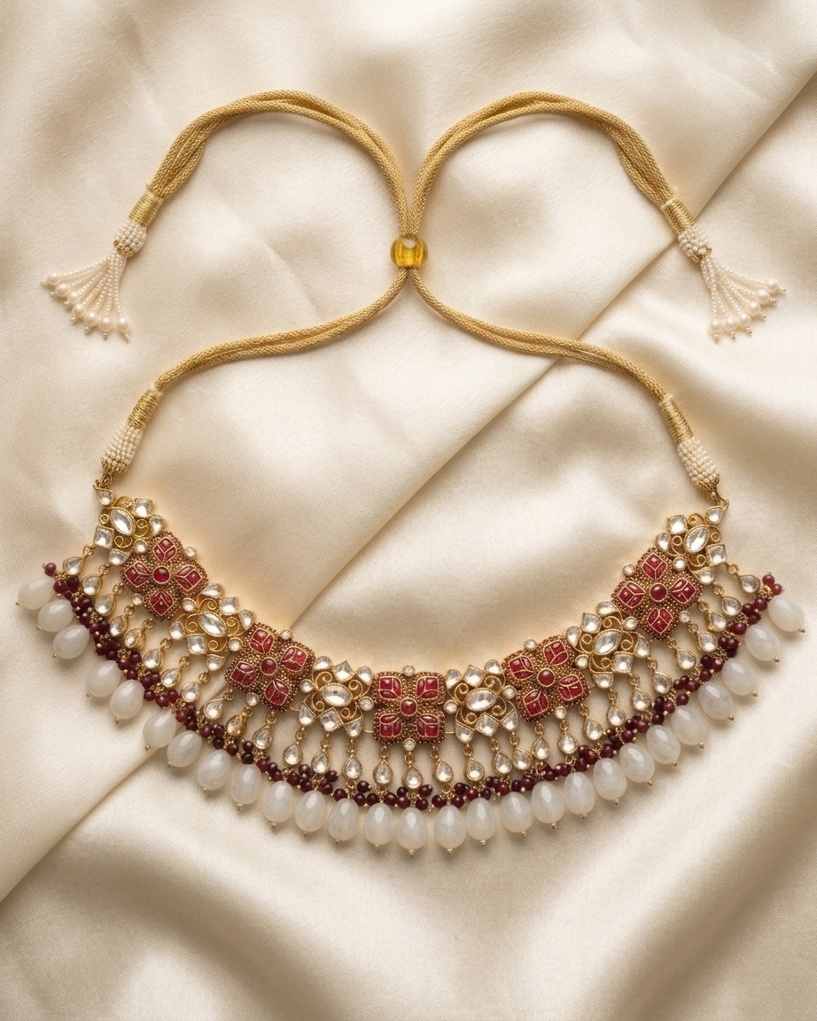 Necklace: Uncut Polki Kundan & Tourmaline