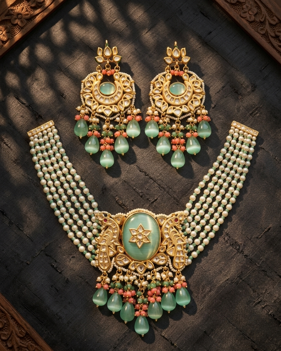 Necklace Set: Kundan, Pearls & Beads