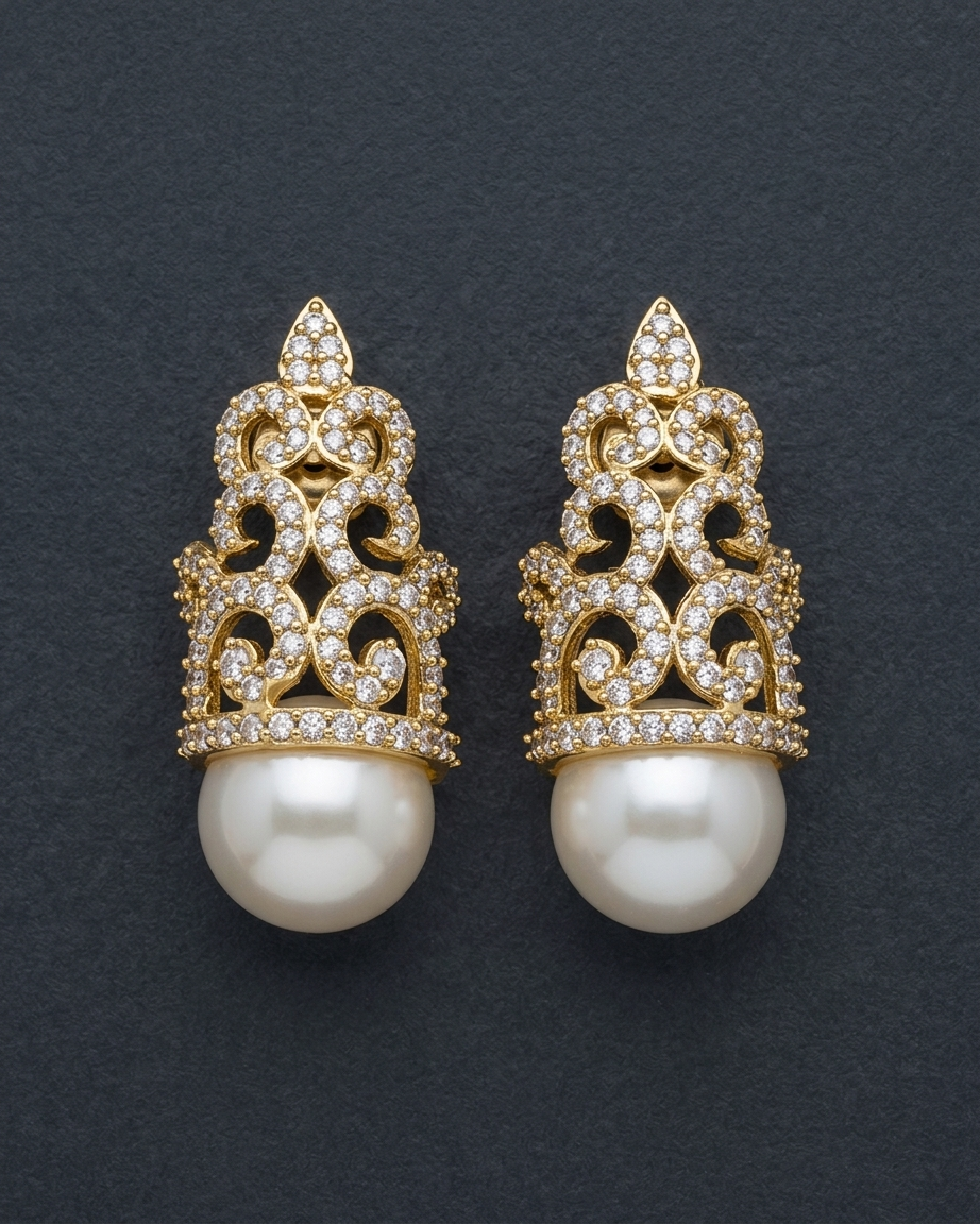 Earring: Cubic Zircon & Pearl