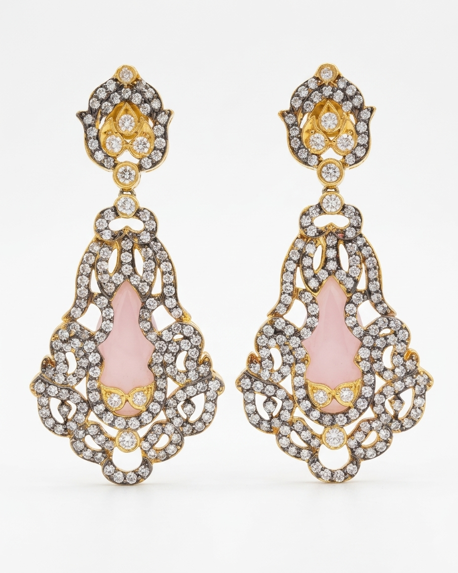 Earring: Cubic Zirconia & Pink Copper