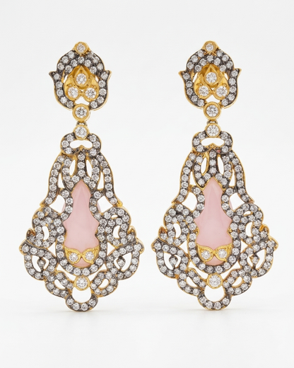 Earring: Cubic Zirconia & Pink Copper