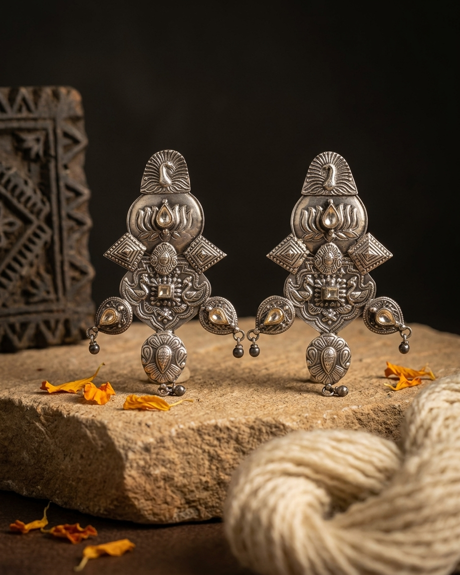 Earring: Uncut Polki Kundan