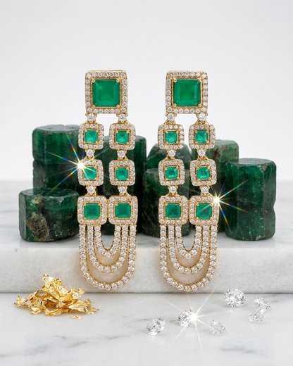 Earring: Emerald & Cubic Zirconia