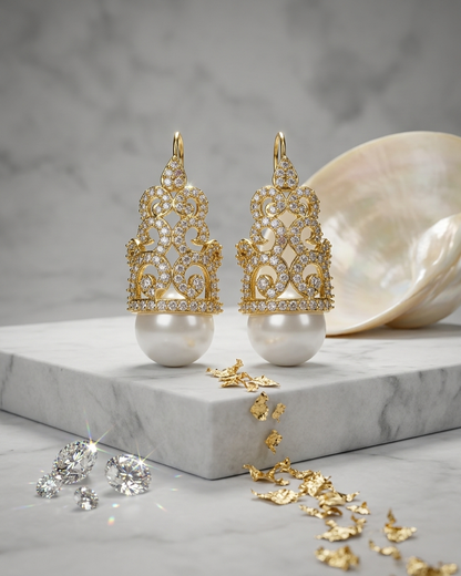 Earring: Cubic Zircon & Pearl
