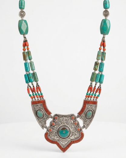 Neck Chain: Turquoise & Coral