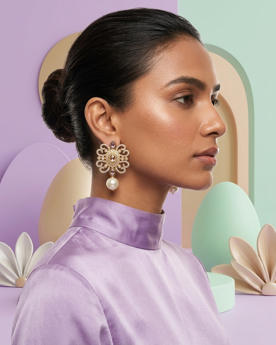 Earring: Florenza, Cubic Zirconia & Crystal Amethyst