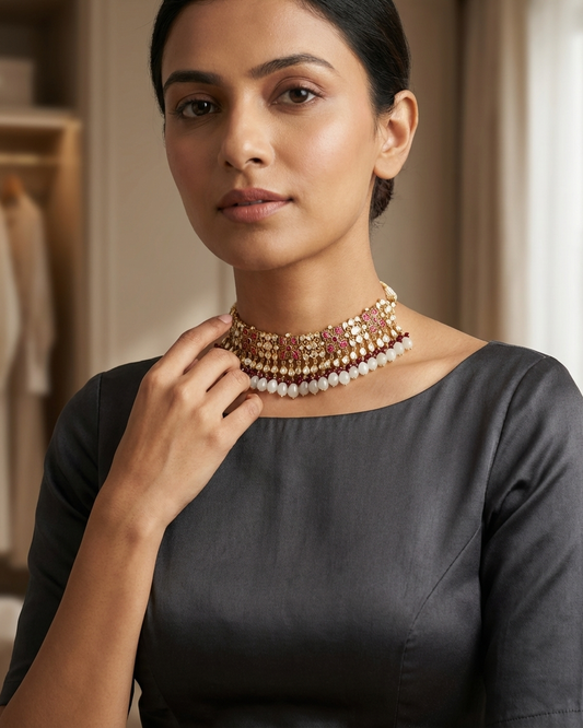 Necklace: Uncut Polki Kundan & Tourmaline