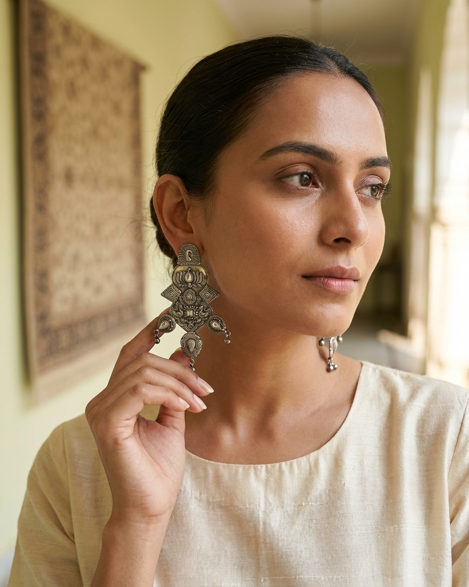 Earring: Uncut Polki Kundan