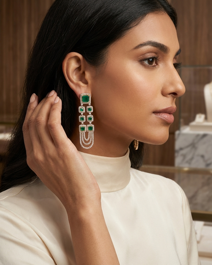 Earring: Emerald & Cubic Zirconia
