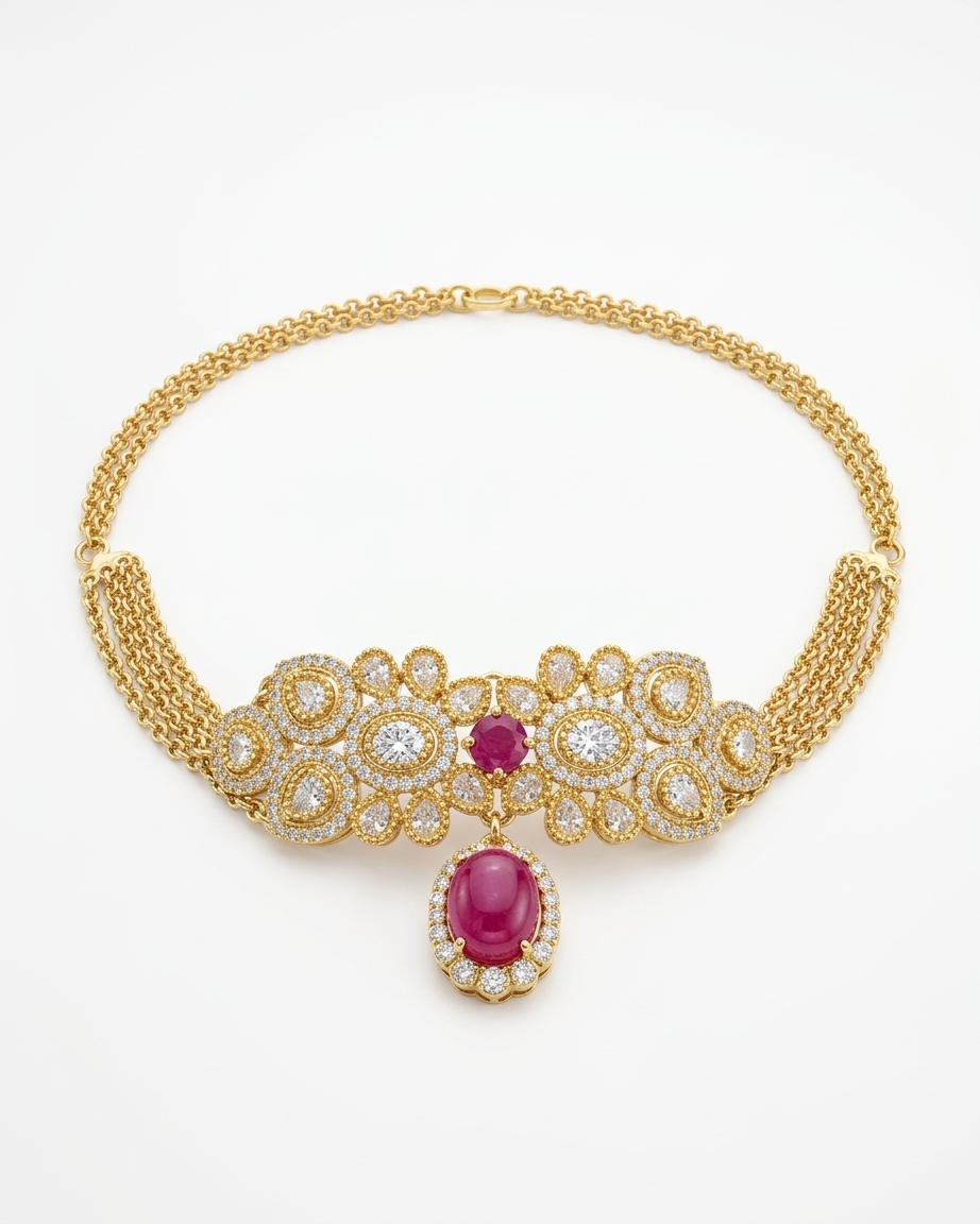 Neck Chain: Cubic Zircon & Tourmaline