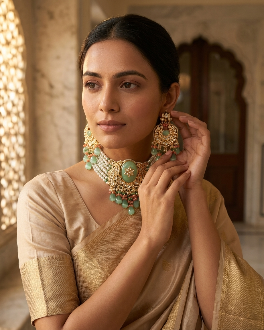 Necklace Set: Kundan, Pearls & Beads