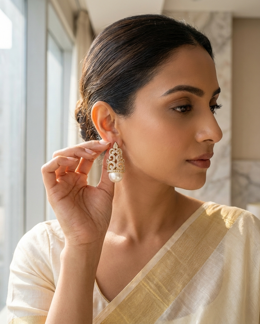 Earring: Cubic Zircon & Pearl