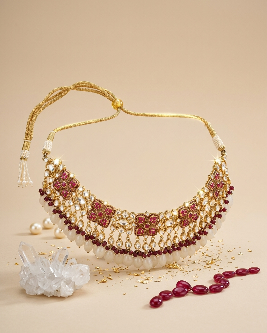 Necklace: Uncut Polki Kundan & Tourmaline