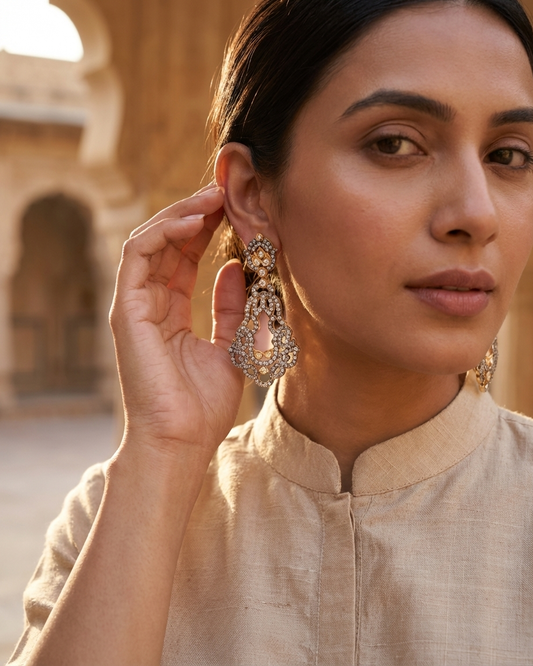 Earring: Cubic Zirconia & Pink Copper