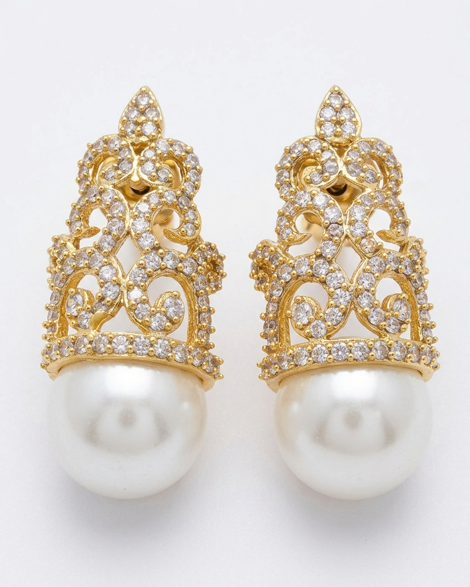 Earring: Cubic Zircon & Pearl