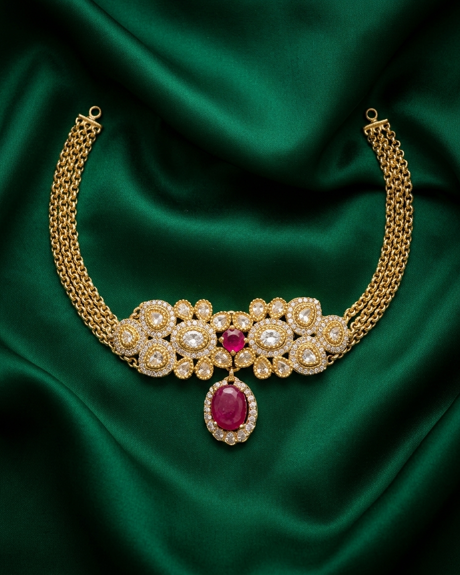 Neck Chain: Cubic Zircon & Tourmaline