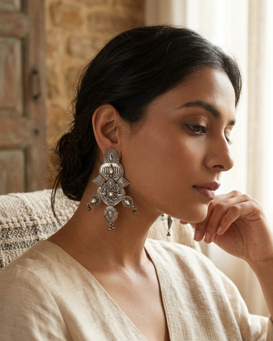 Earring: Uncut Polki Kundan