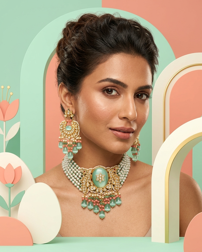 Necklace Set: Kundan, Pearls & Beads