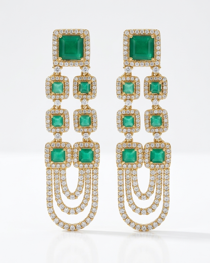 Earring: Emerald & Cubic Zirconia
