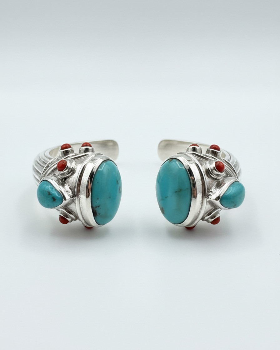 Bangle/Bracelet: Turquoise & Coral