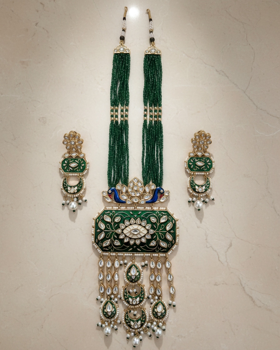 Necklace Set: Uncut Polki Kundan, Meenakari & Pearl