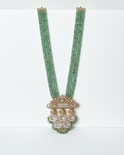 Neck Chain: Uncut Semi-Moissanite Polki Kundan, Inlay, Cubic Zirconia & Beads
