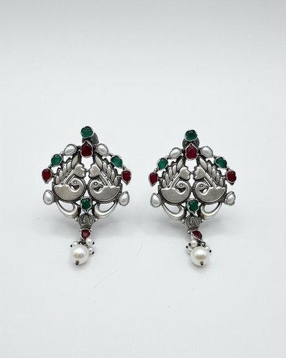 Earring: Peacock Multi Stones