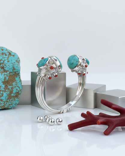 Bangle/Bracelet: Turquoise & Coral