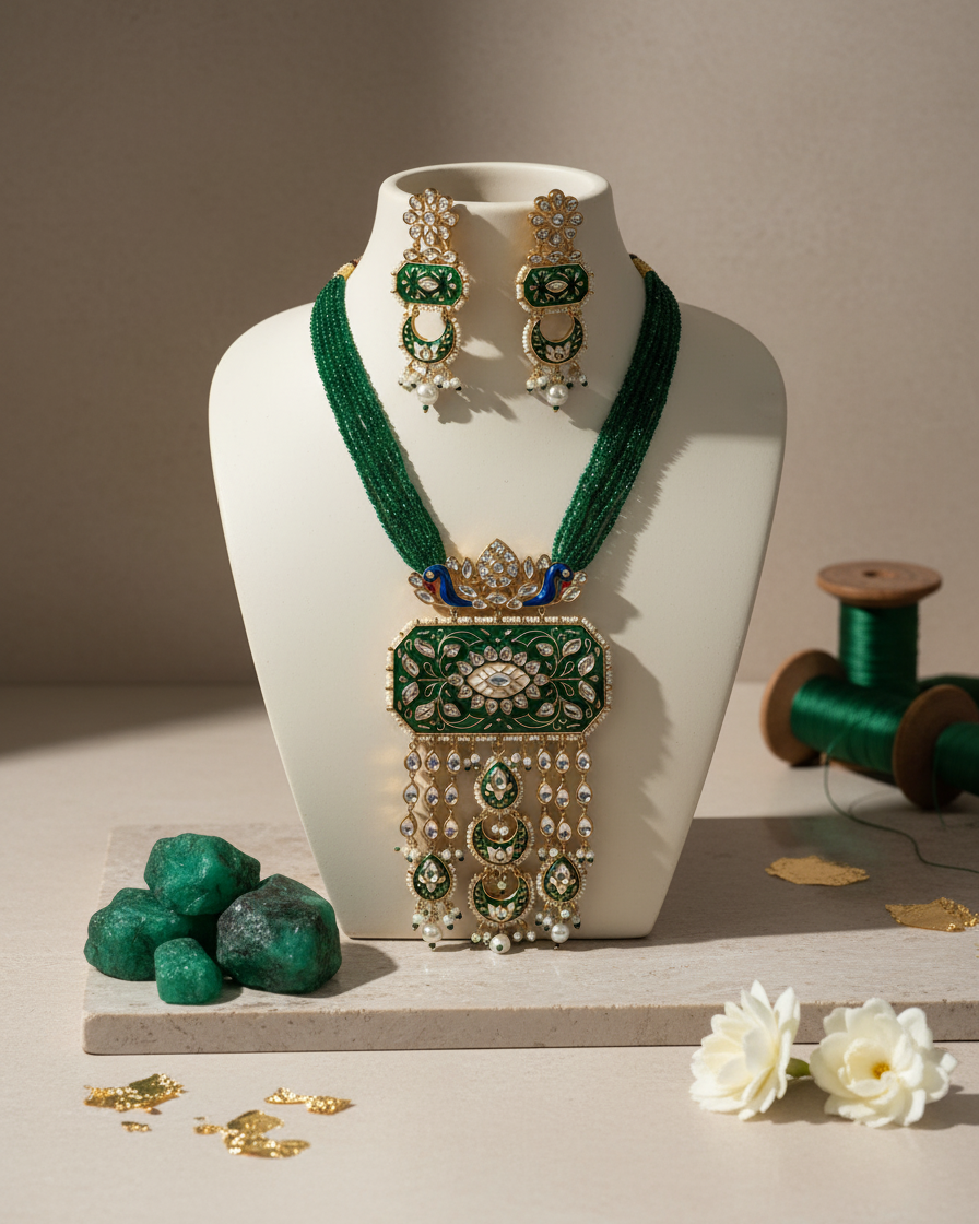 Necklace Set: Uncut Polki Kundan, Meenakari & Pearl