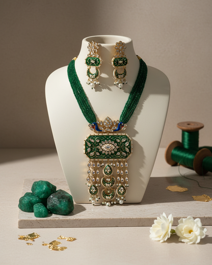 Necklace Set: Uncut Polki Kundan, Meenakari & Pearl