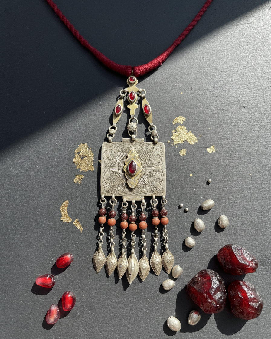 Neck Chain: Garnet & Coral