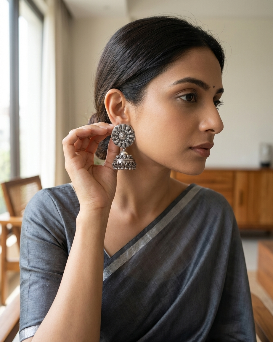 Earring: Silver Beads